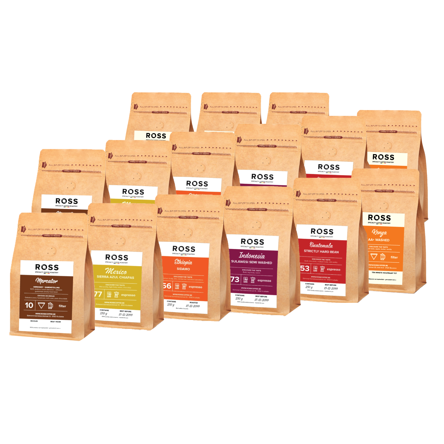 Proefpakket 15×250 g Specialty Coffee uw ontdekkingsreis naar uw favoriete specialty koffie